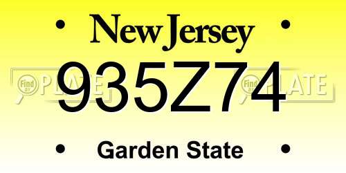935Z74 New Jersey License Plate