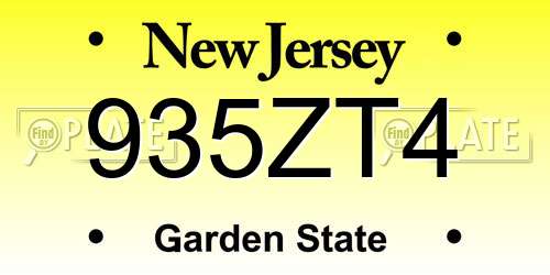 935ZT4 New Jersey License Plate