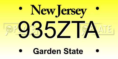 935ZTA New Jersey License Plate