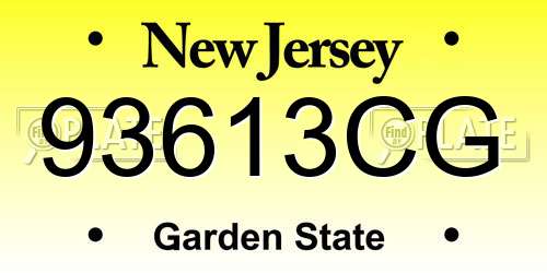 93613CG New Jersey License Plate