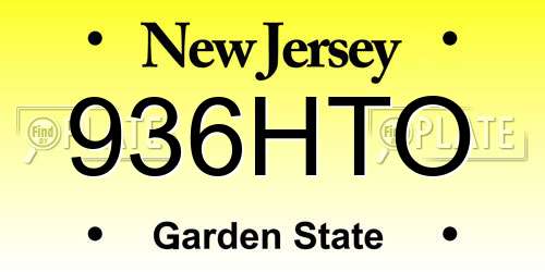 936HTO New Jersey License Plate