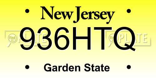 936HTQ New Jersey License Plate