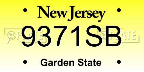 9371SB New Jersey License Plate