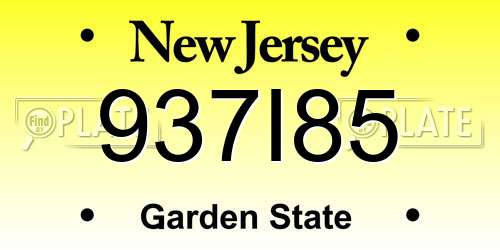 937I85 New Jersey License Plate