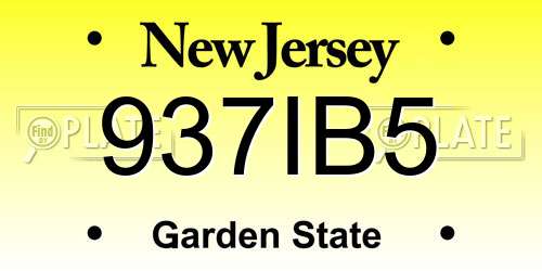 937IB5 New Jersey License Plate