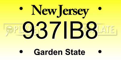 937IB8 New Jersey License Plate