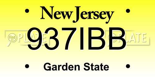 937IBB New Jersey License Plate