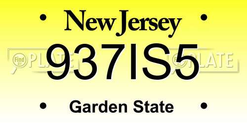 937IS5 New Jersey License Plate