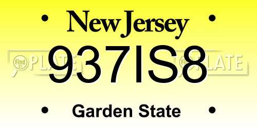 937IS8 New Jersey License Plate