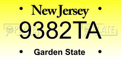 9382TA New Jersey License Plate