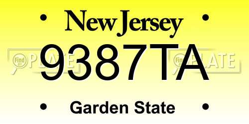 9387TA New Jersey License Plate
