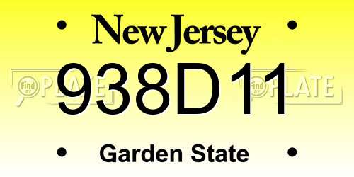 938D11 New Jersey License Plate
