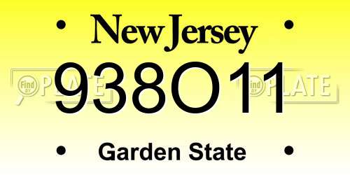 938O11 New Jersey License Plate