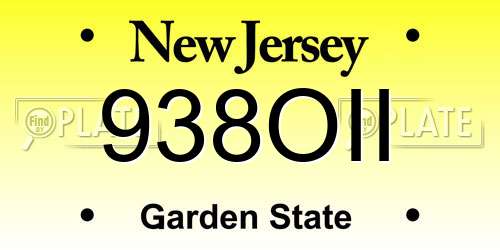 938OII New Jersey License Plate