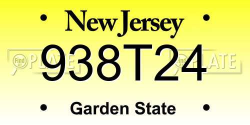 938T24 New Jersey License Plate