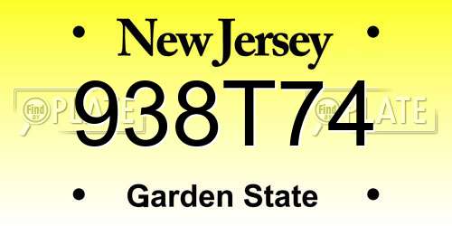 938T74 New Jersey License Plate