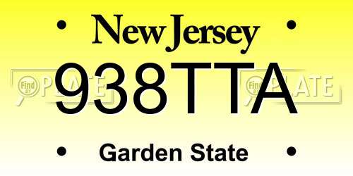 938TTA New Jersey License Plate