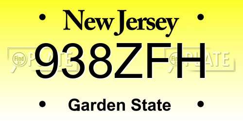 938ZFH New Jersey License Plate