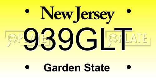 939GLT New Jersey License Plate