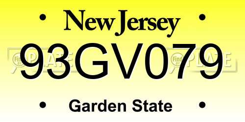 93GV079 New Jersey License Plate