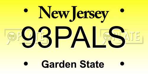 93PALS New Jersey License Plate