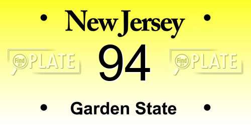 94 New Jersey License Plate