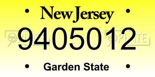 9405012 New Jersey License Plate