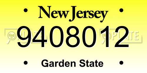 9408012 New Jersey License Plate