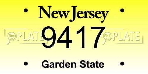 9417 New Jersey License Plate