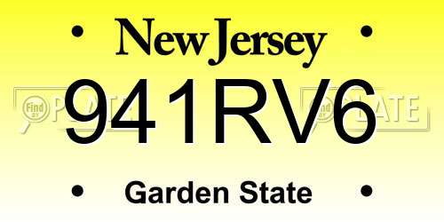 941RV6 New Jersey License Plate