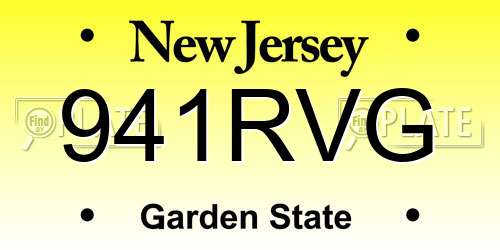 941RVG New Jersey License Plate
