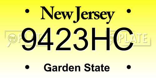 9423HC New Jersey License Plate