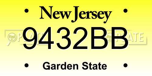 9432BB New Jersey License Plate