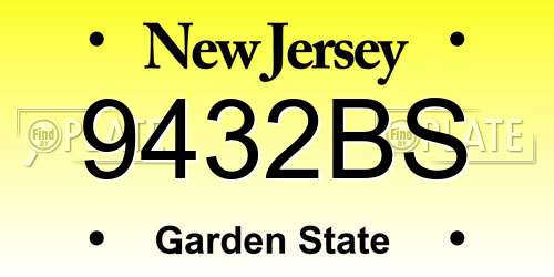 9432BS New Jersey License Plate