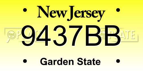 9437BB New Jersey License Plate