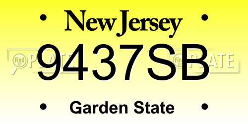 9437SB New Jersey License Plate