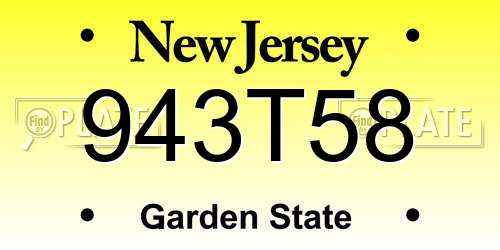 943T58 New Jersey License Plate