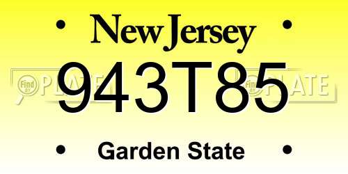 943T85 New Jersey License Plate