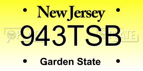943TSB New Jersey License Plate