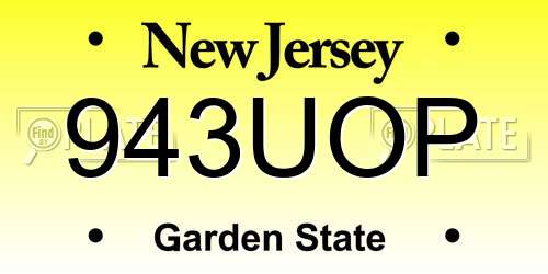 943UOP New Jersey License Plate