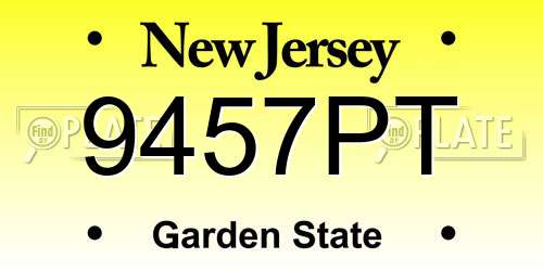 9457PT New Jersey License Plate