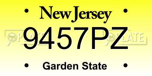 9457PZ New Jersey License Plate