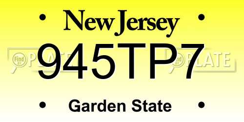 945TP7 New Jersey License Plate