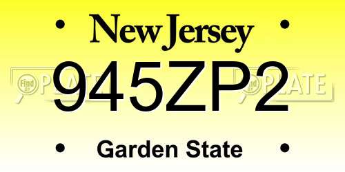 945ZP2 New Jersey License Plate