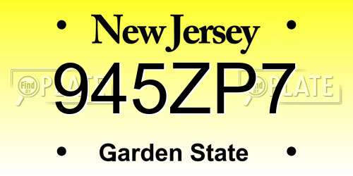 945ZP7 New Jersey License Plate