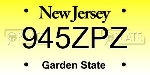 945ZPZ New Jersey License Plate
