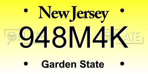 948M4K New Jersey License Plate
