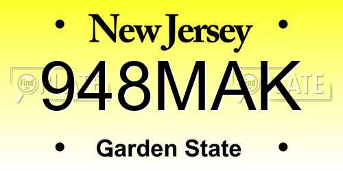 948MAK New Jersey License Plate