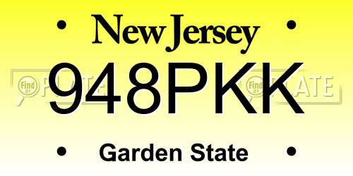 948PKK New Jersey License Plate