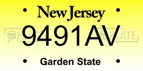 9491AV New Jersey License Plate